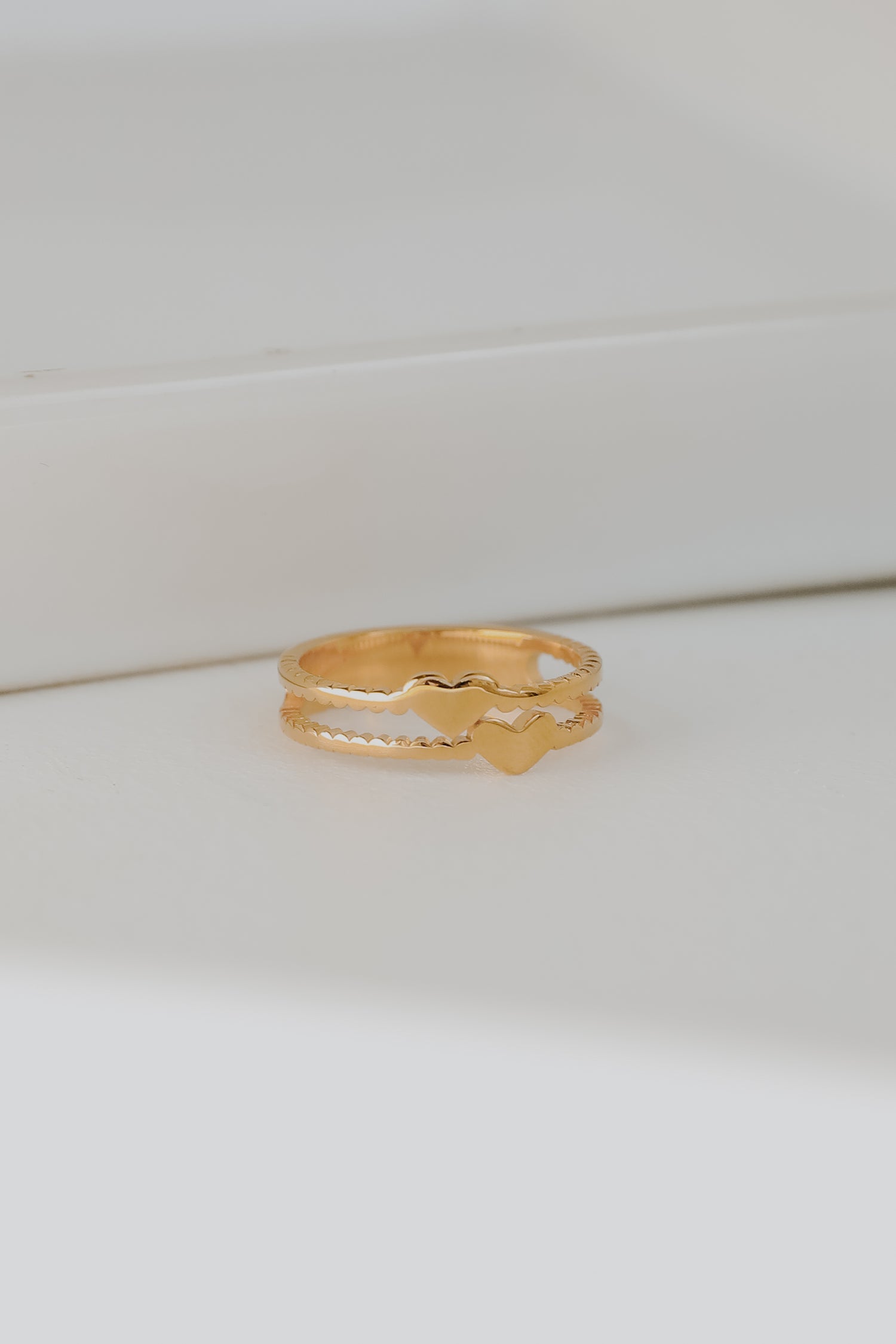 Gold Heart Ring flat lay