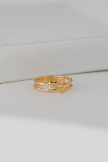 Gold Heart Ring flat lay