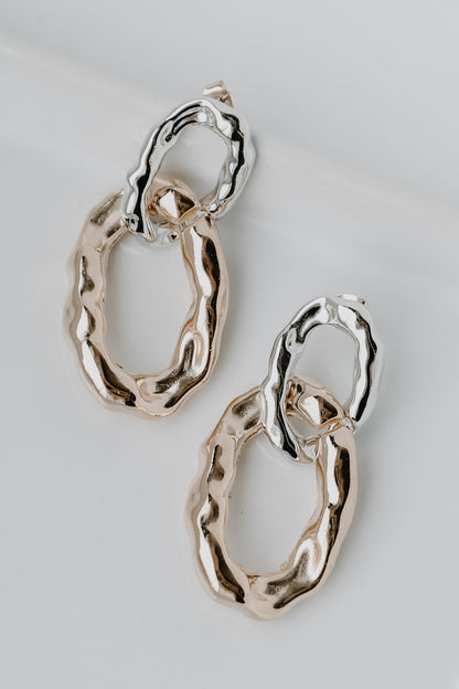 Gold Hammered Chainlink Drop Earrings from dress up