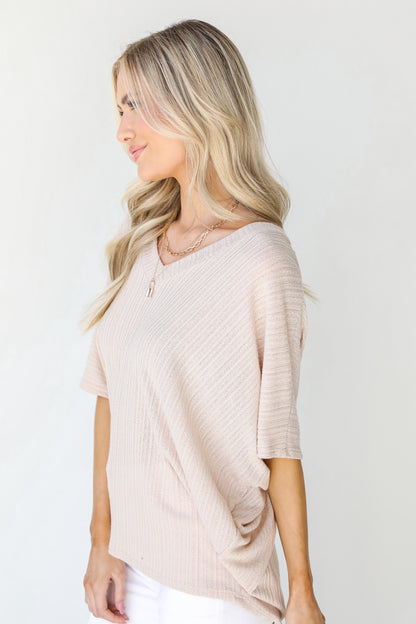 Knit Top in taupe side view