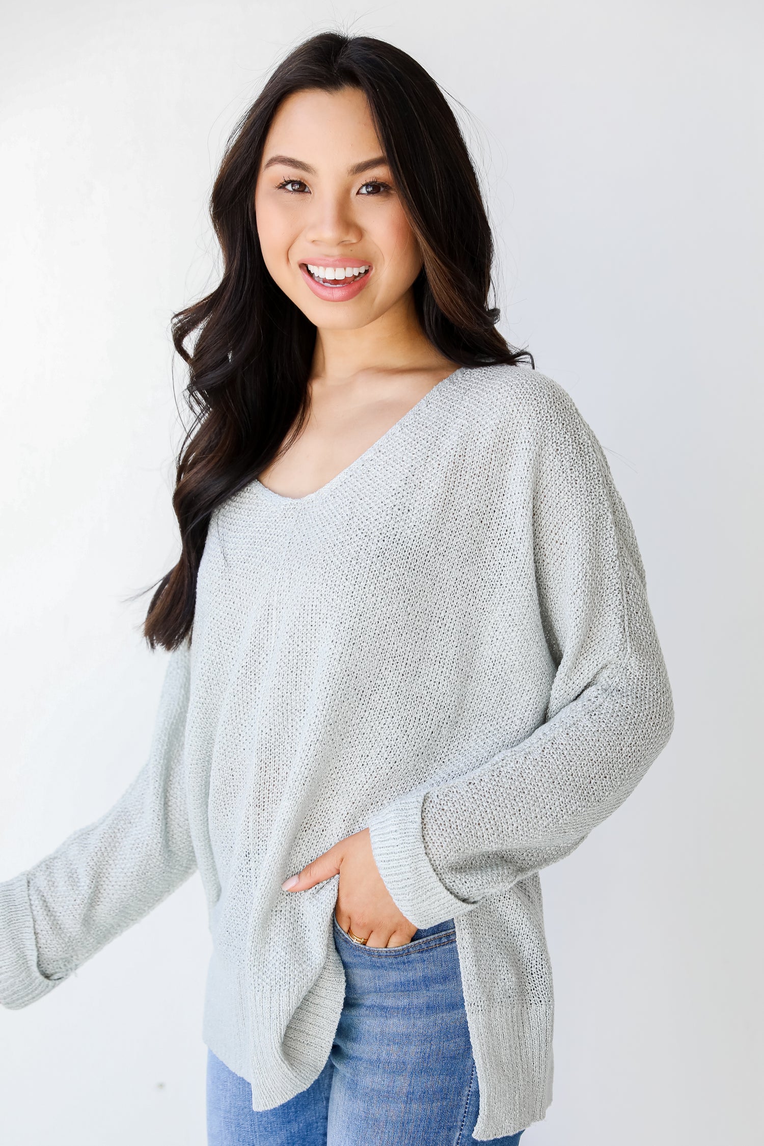 Knit Top in sage side view