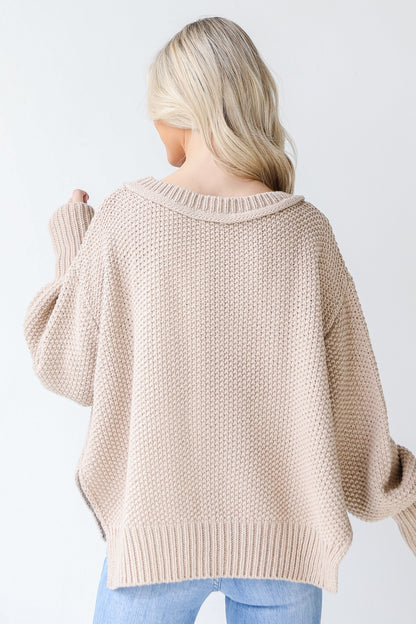 Sweater in taupe back view