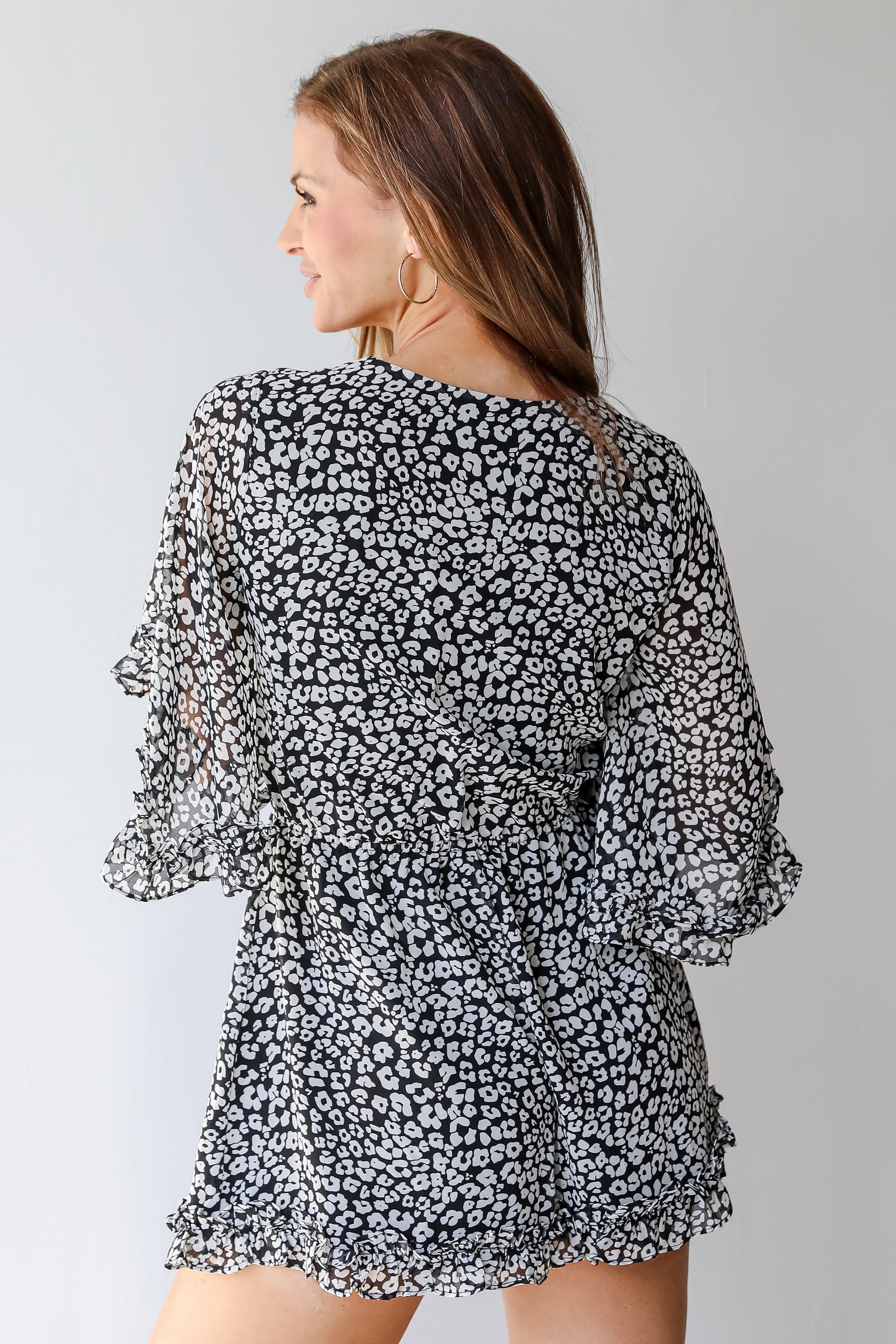 Leopard Romper in black back view