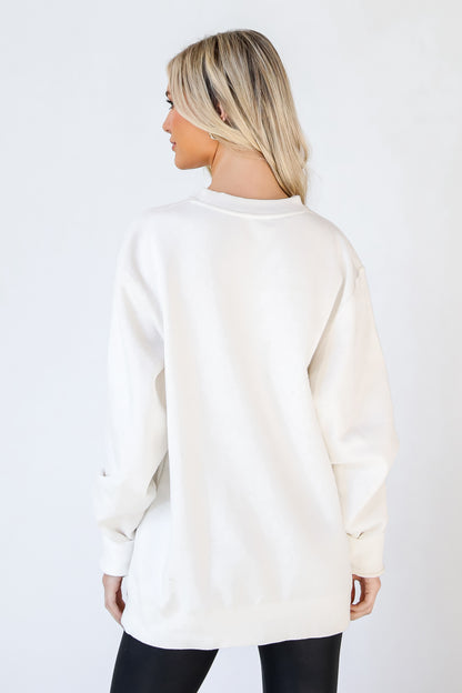 Red Merry Script Pullover back view