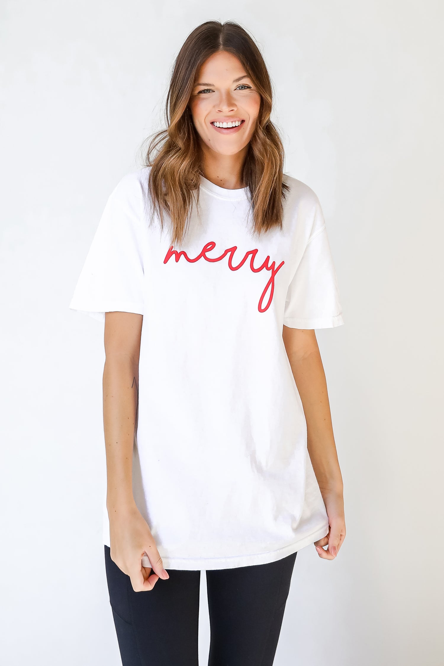 Merry Script Tee front view