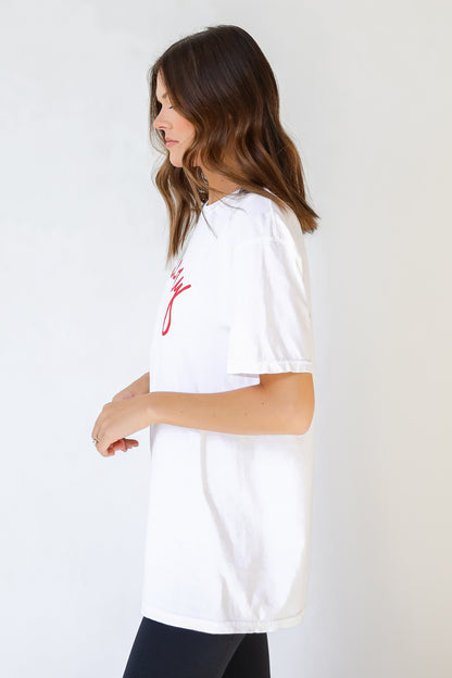 Merry Script Tee side view