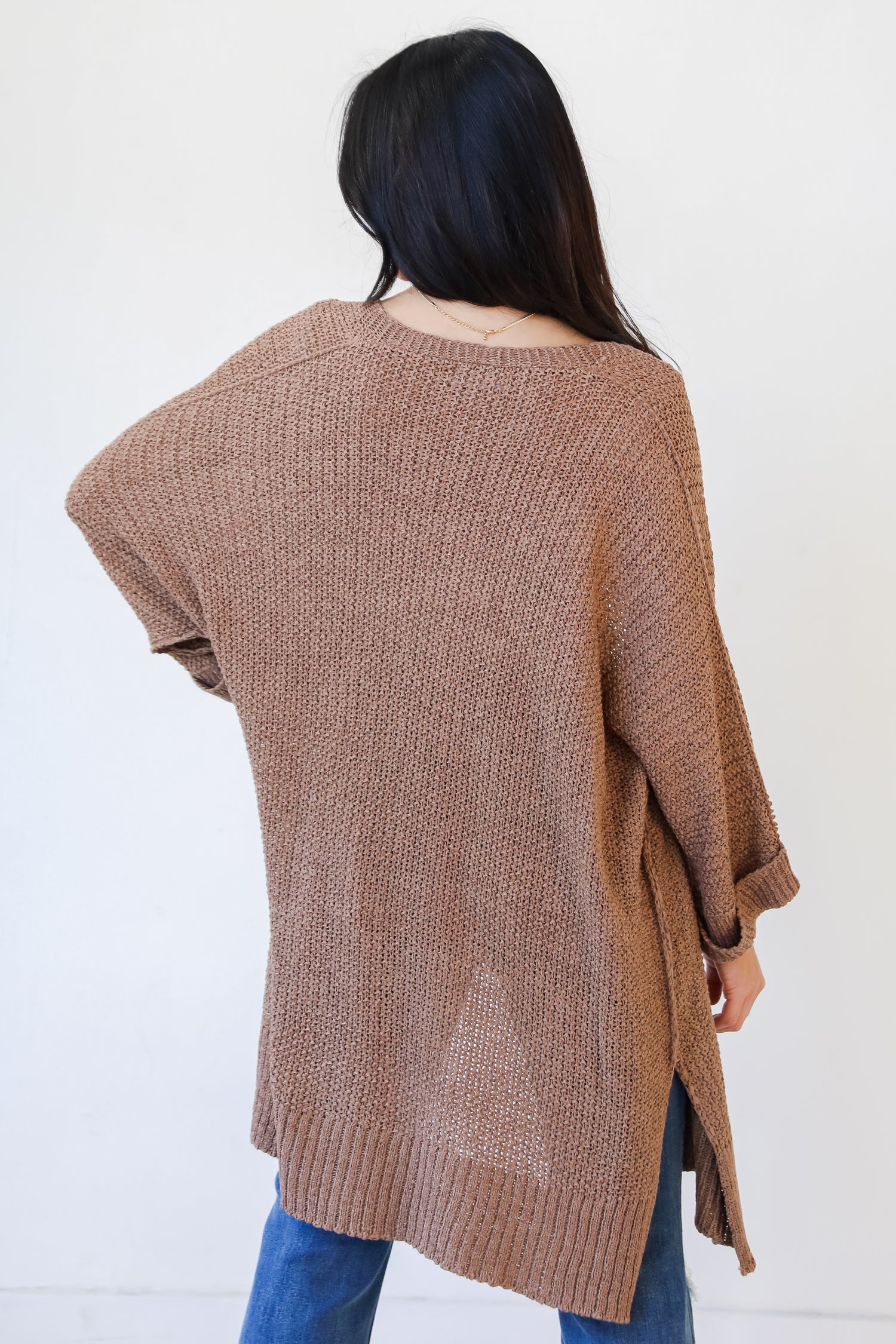mocha Cardigan back view