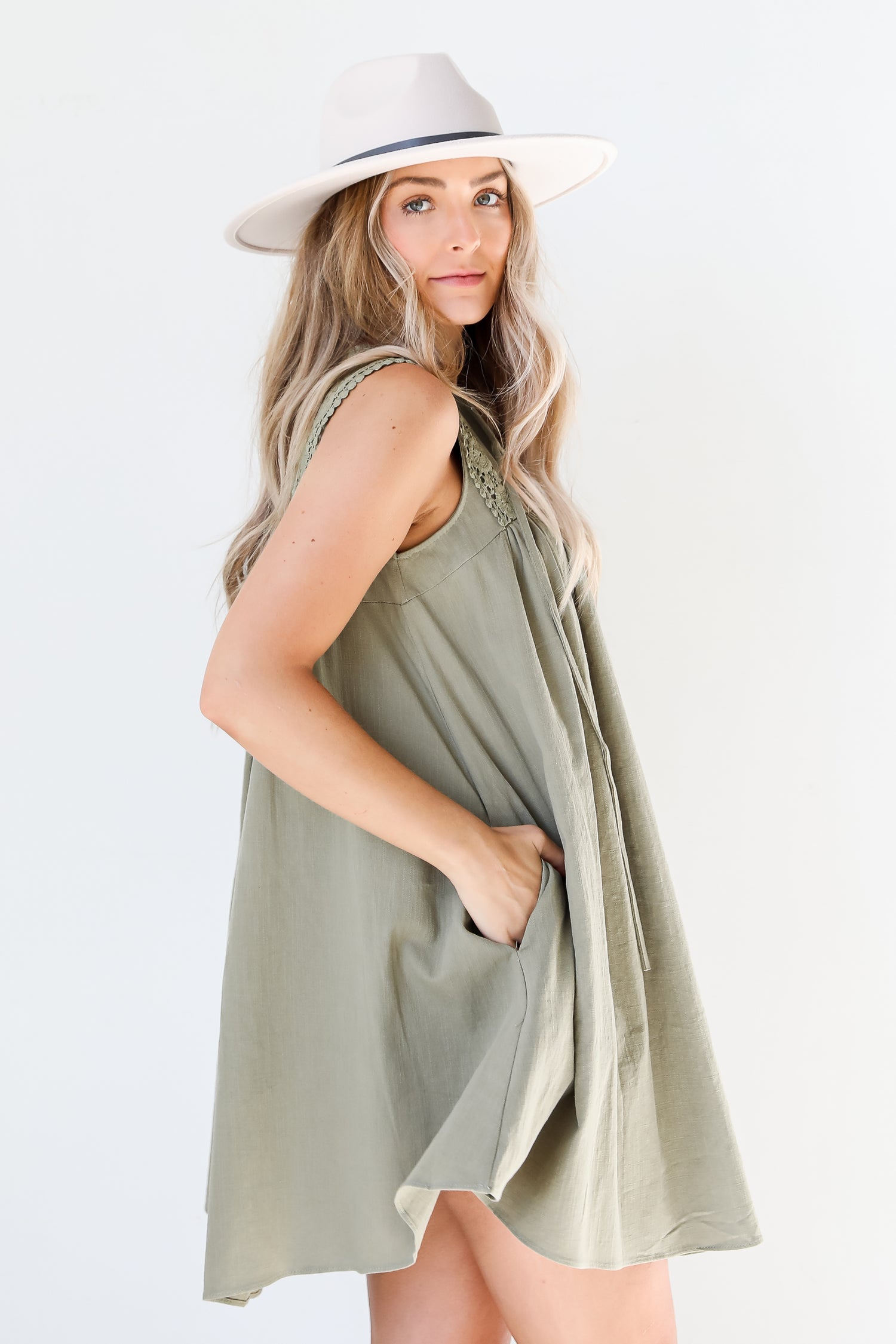 olive Mini Dress side view