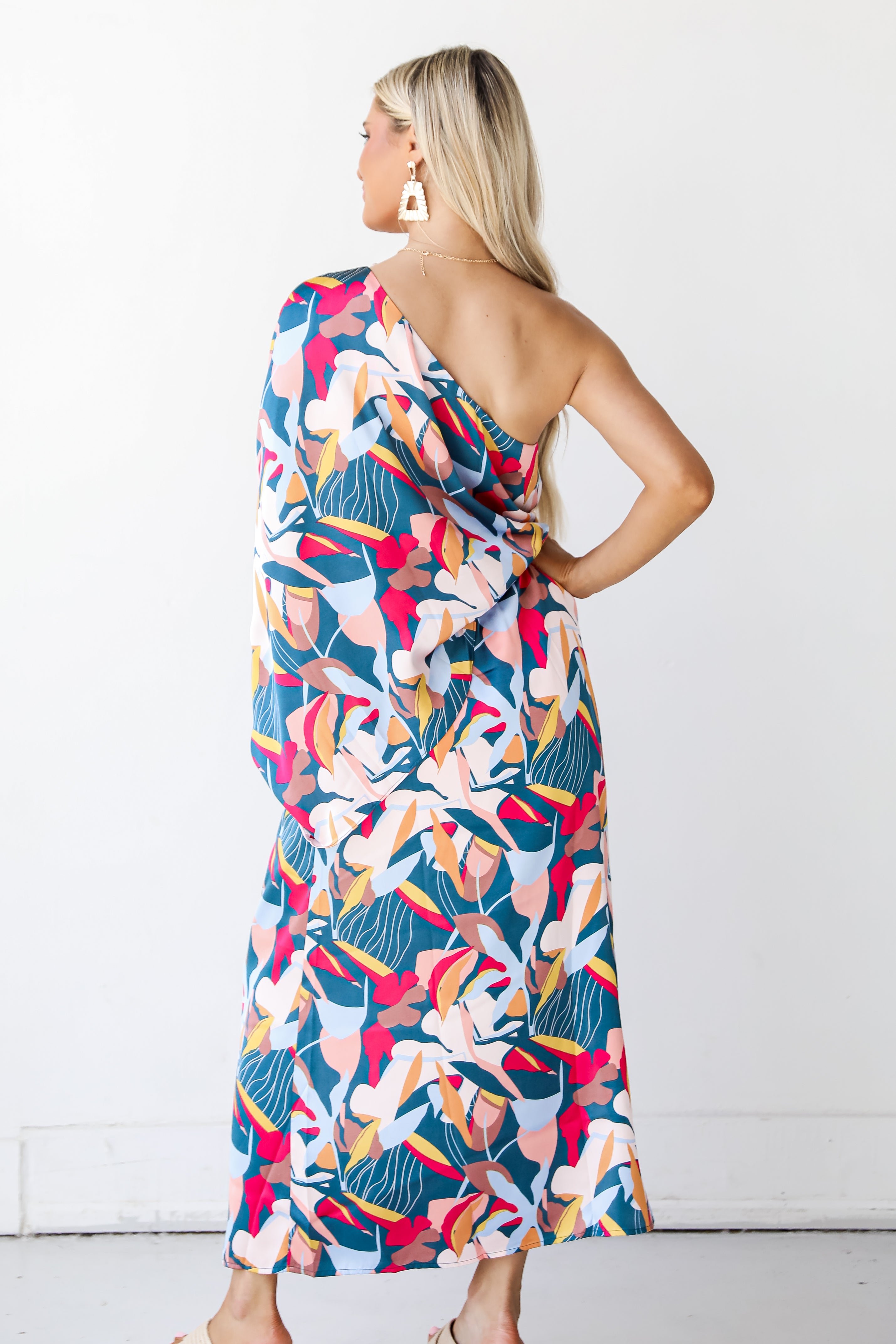 One-Shoulder Maxi Dress back view