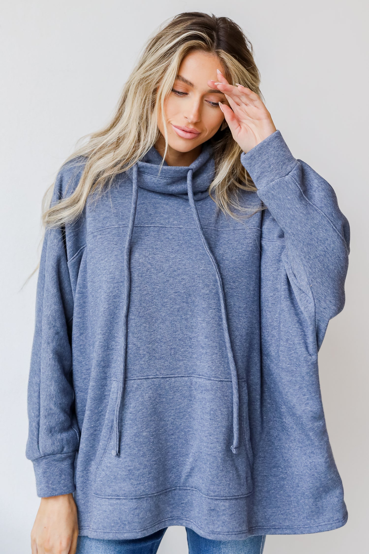Cowl Neck Pullover in navy