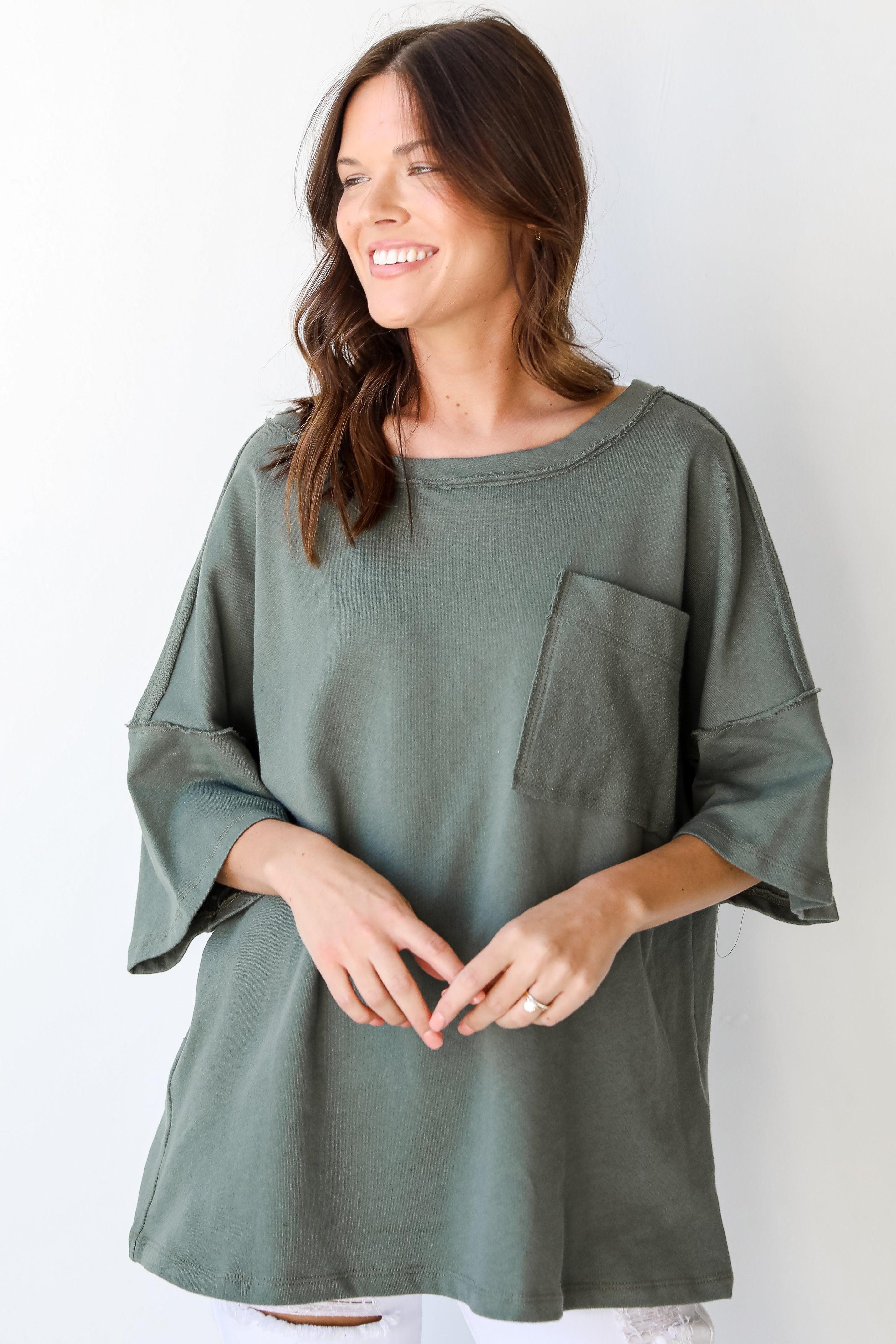 Knit Tee in olive