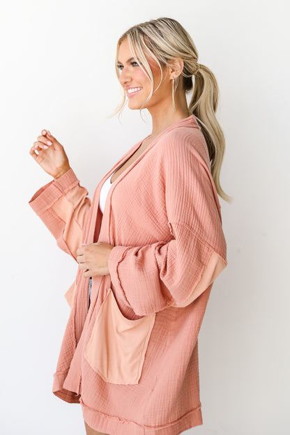 Linen Cardigan side view