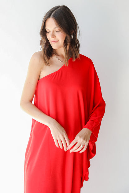 Asymmetrical Maxi Dress close up