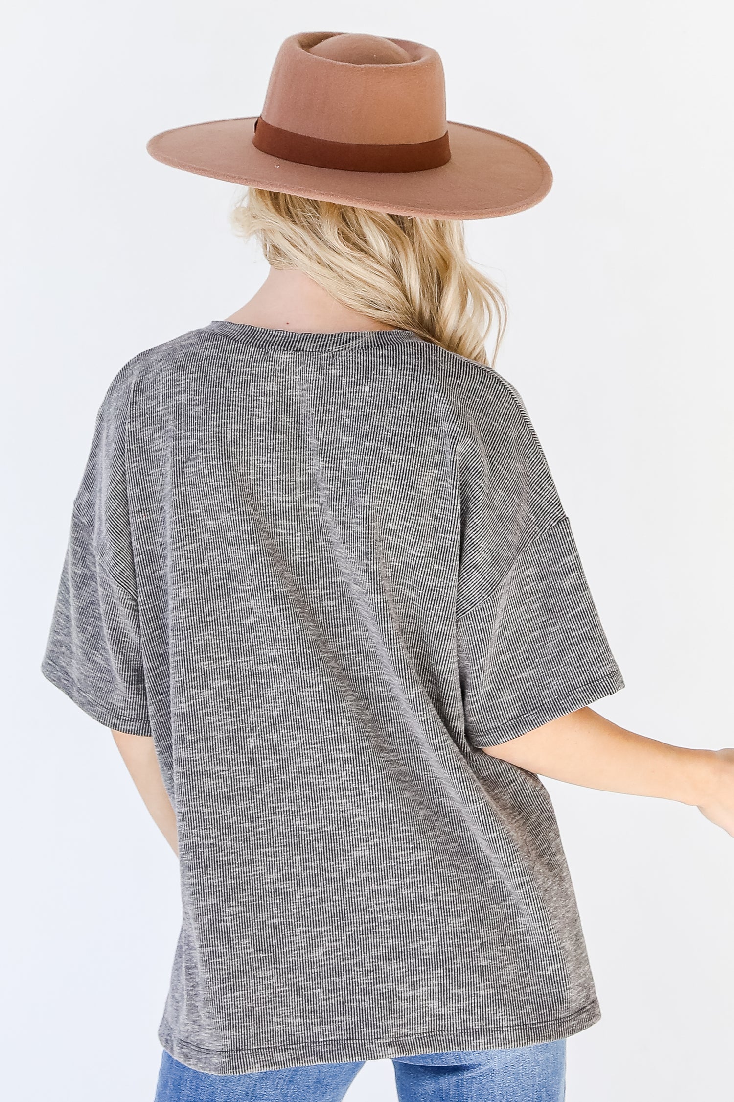 Ribbed Tee in black back view