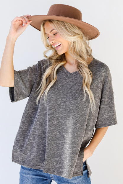 Ribbed Tee in black