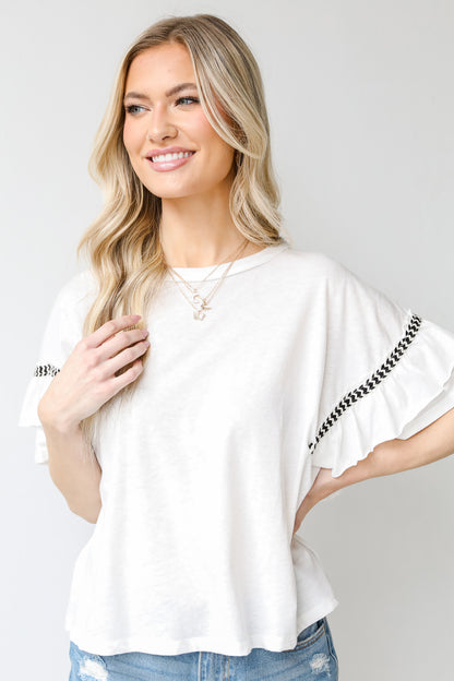 model wearing a Ruffle Sleeve Top