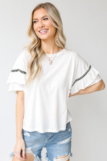 Ruffle Sleeve Top on model