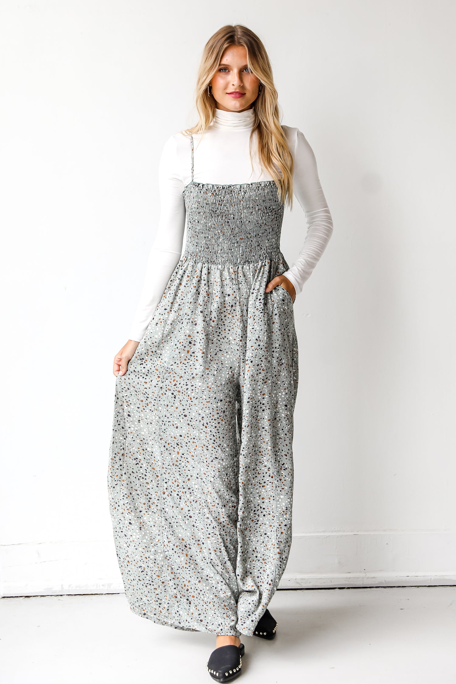 FINAL SALE -  Thinking Out Loud Spotted Jumpsuit