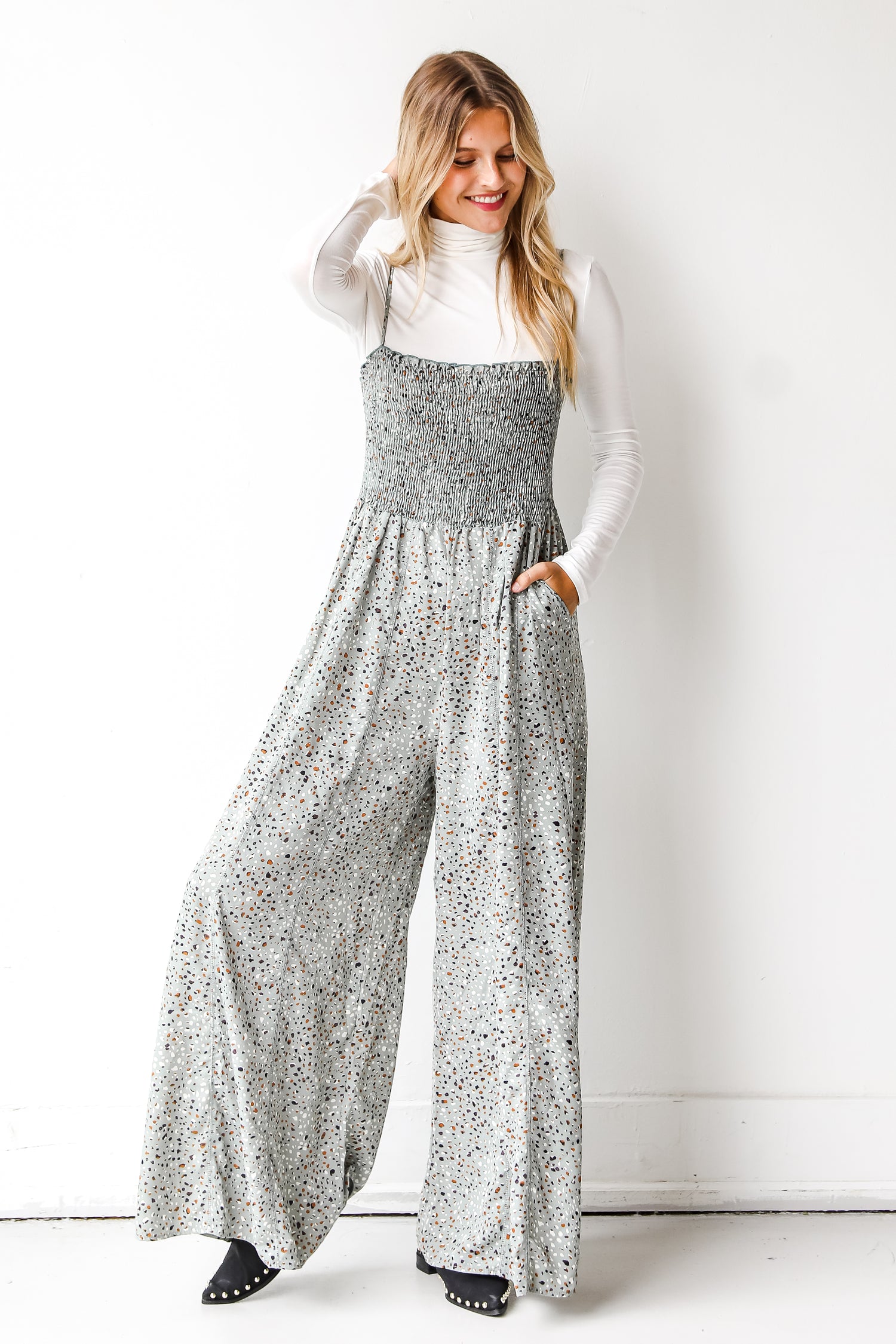 FINAL SALE -  Thinking Out Loud Spotted Jumpsuit