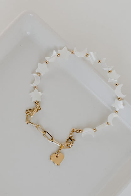 Star + Moon Bracelet flat lay