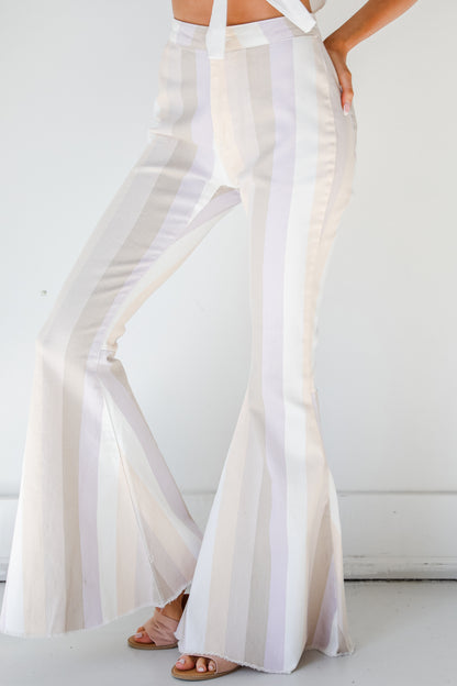 Striped Flare Jeans in lavender side view