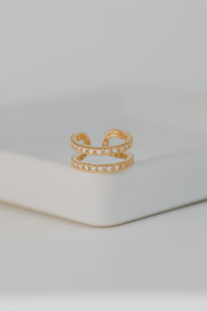 Gold Rhinestone Ring flat lay