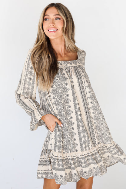 boho Mini Dress on model