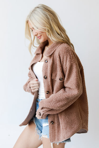 mocha Teddy Jacket side view