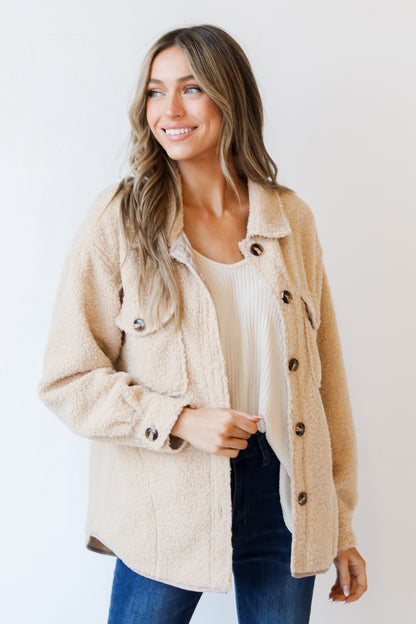 ivory Teddy Jacket on model