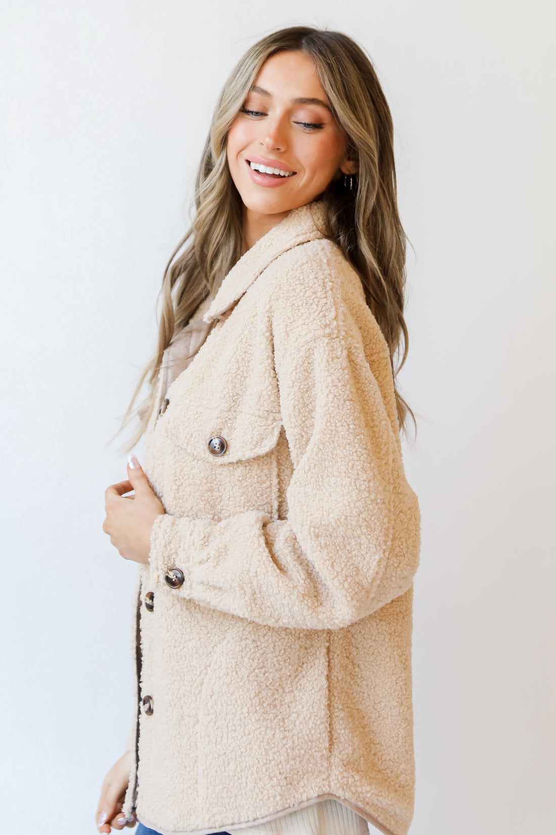 ivory Teddy Jacket side view