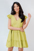 green Linen Tiered Mini Dress