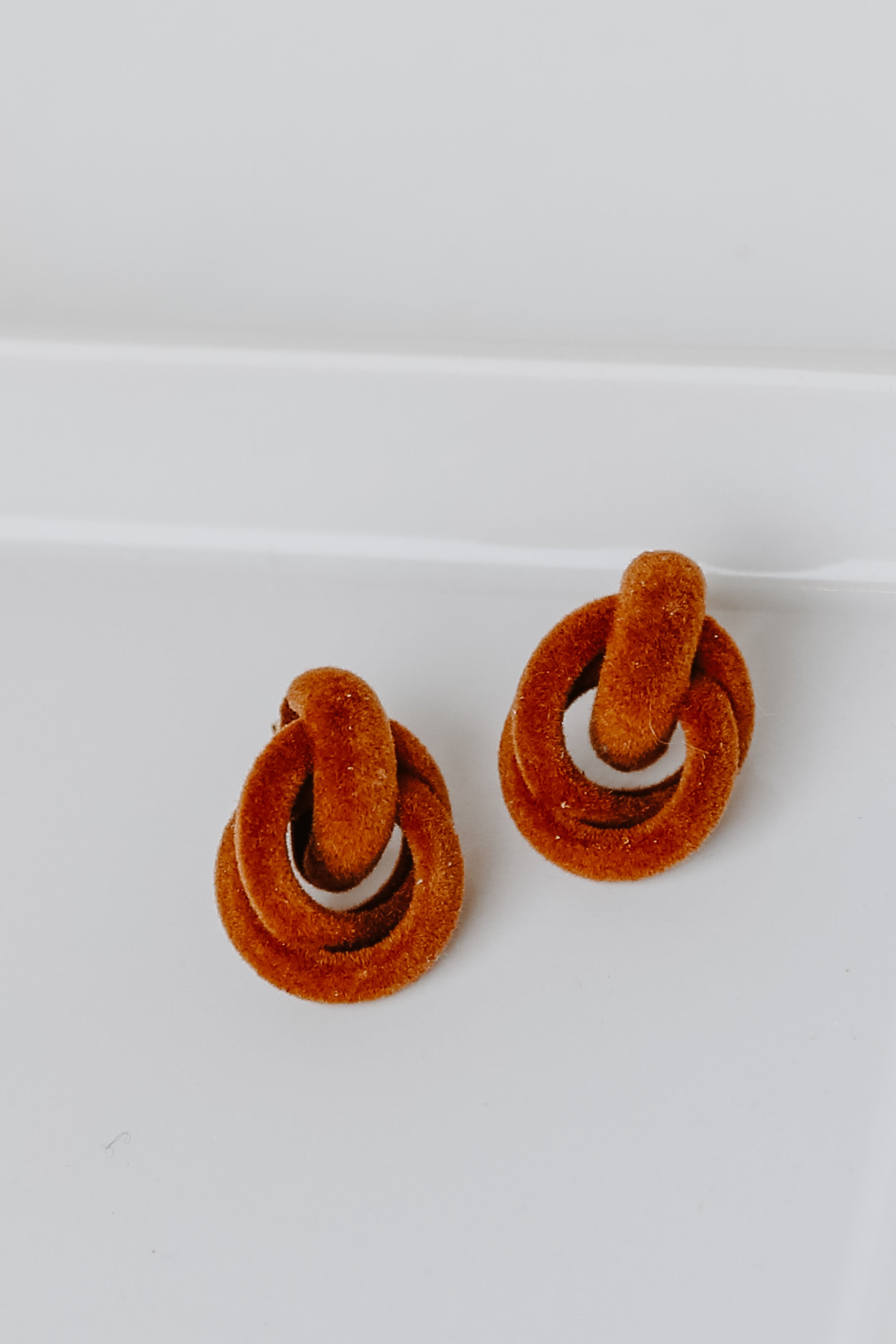 Velvet Circle Drop Earrings in red