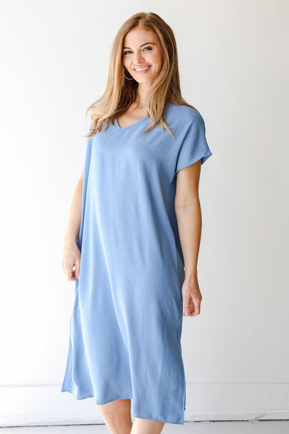 Midi Dress in denim on model