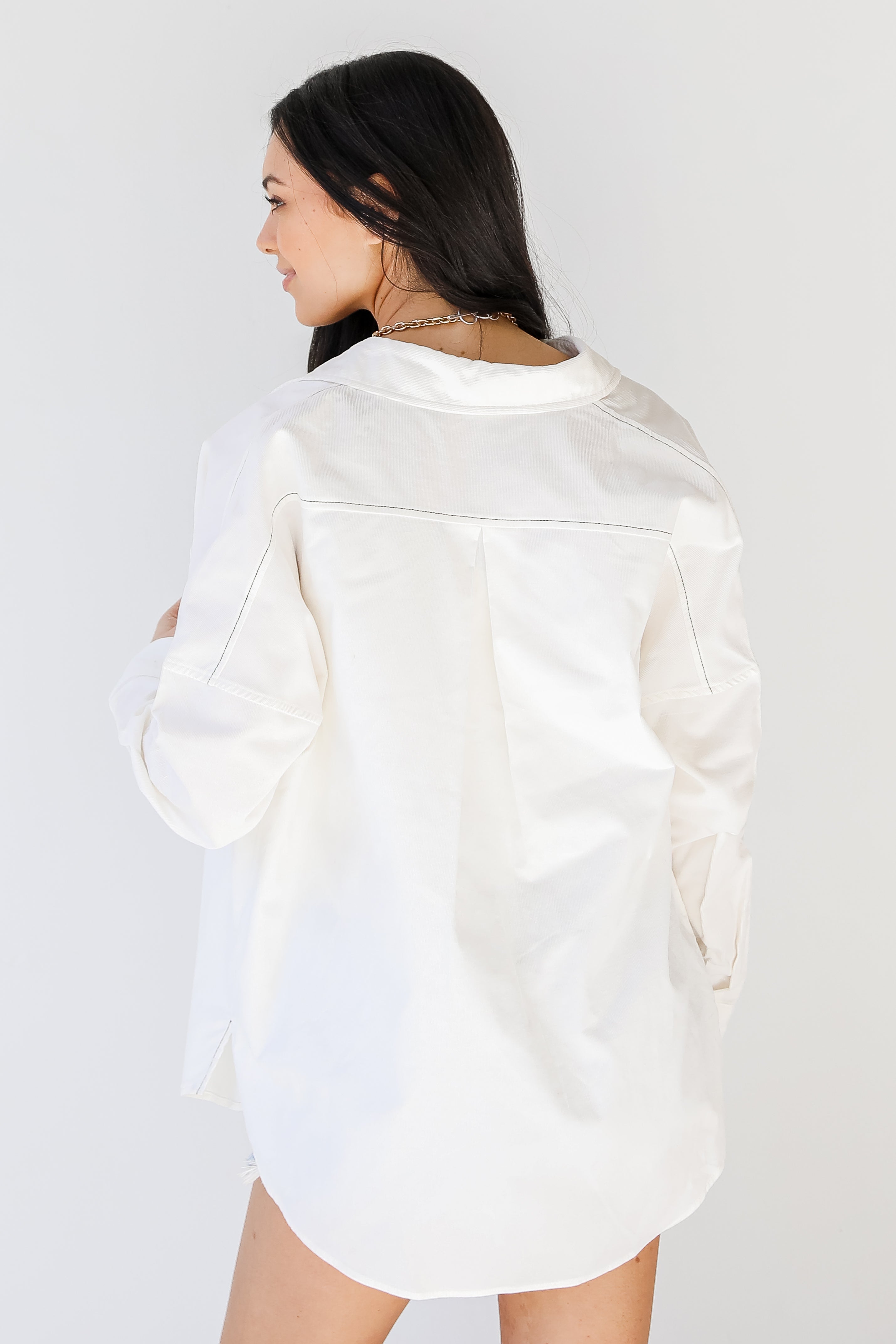 Corduroy Button-Up Blouse back view