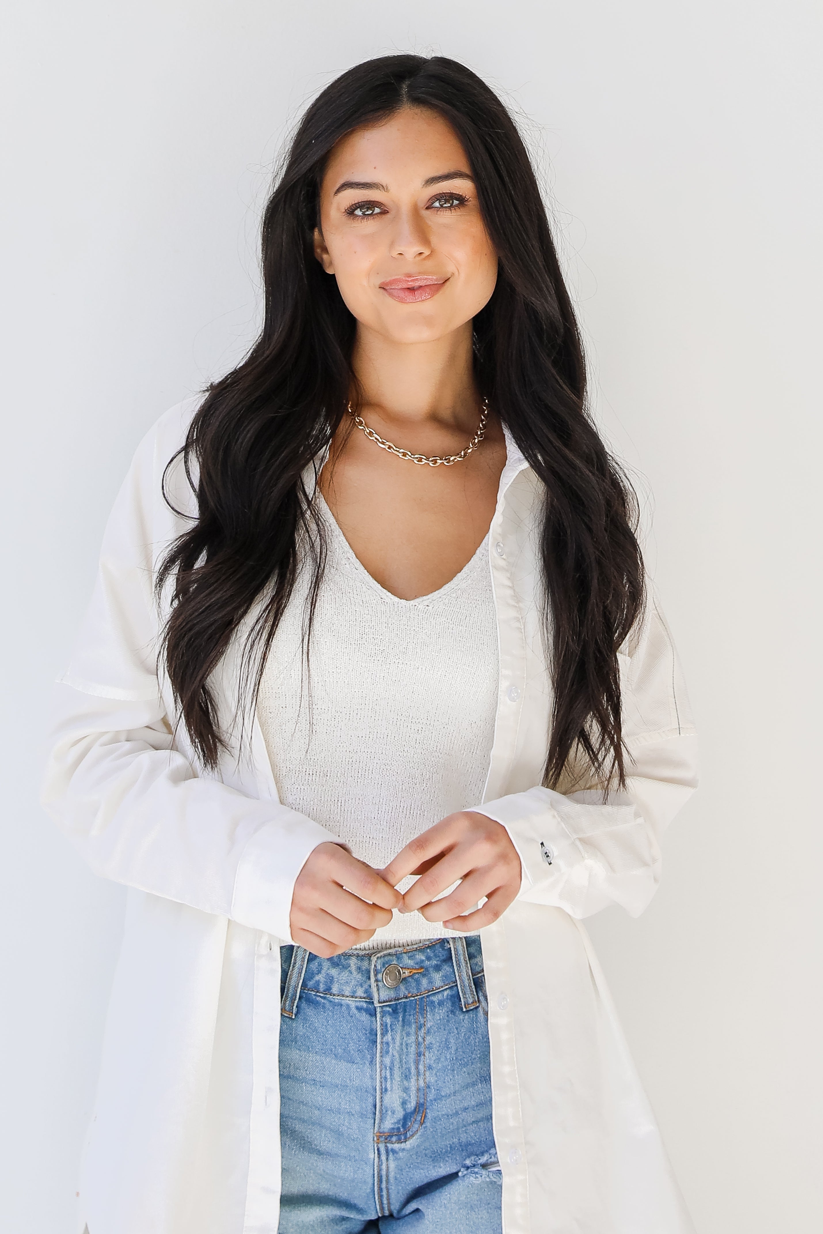 Corduroy Button-Up Blouse front view